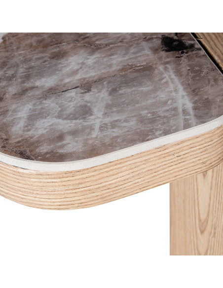 Console d’entrée céramique effet marbre et bois 150x35x80 cm Azyeni  - 6