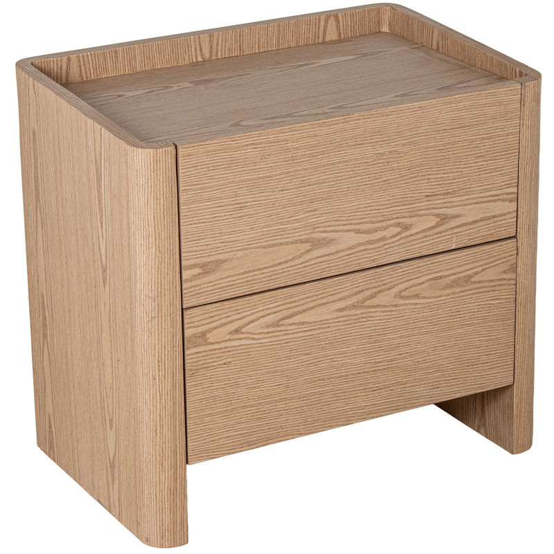 Table de chevet bois naturel 2 tiroirs 61x40x57 cm Hyravi  - 1