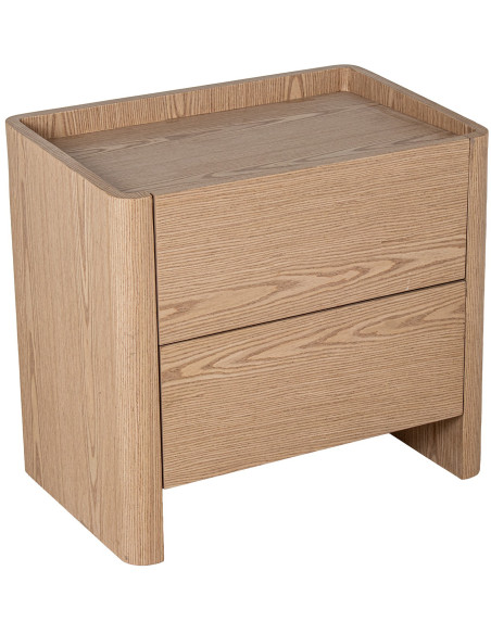 Table de chevet bois naturel 2 tiroirs 61x40x57 cm Hyravi  - 1