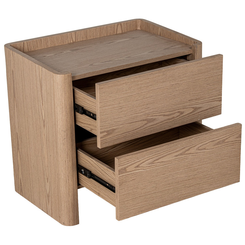 Table de chevet bois naturel 2 tiroirs 61x40x57 cm Hyravi  - 7