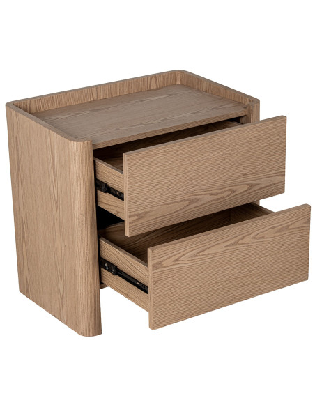 Table de chevet bois naturel 2 tiroirs 61x40x57 cm Hyravi  - 7