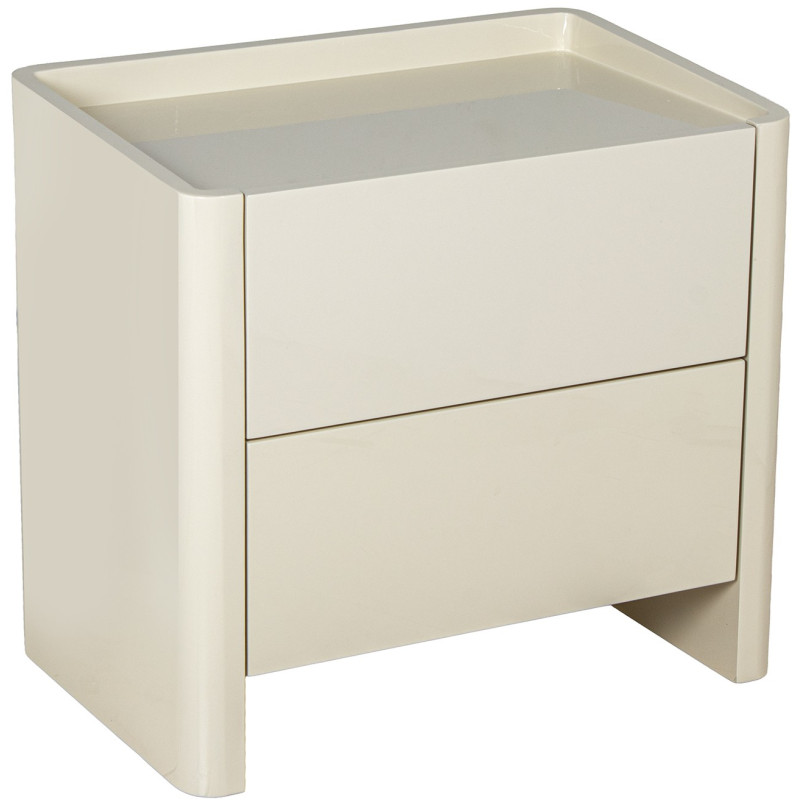 Table de chevet blanche laquée 2 tiroirs 61x40x57 cm Eryena  - 1