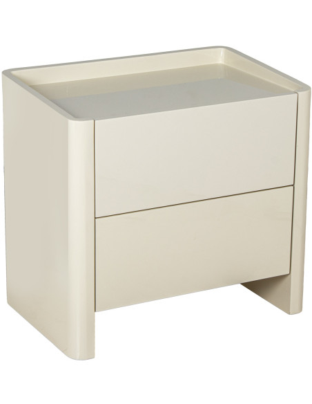 Table de chevet blanche laquée 2 tiroirs 61x40x57 cm Eryena  - 1