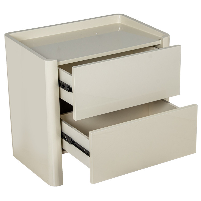 Table de chevet blanche laquée 2 tiroirs 61x40x57 cm Eryena  - 3