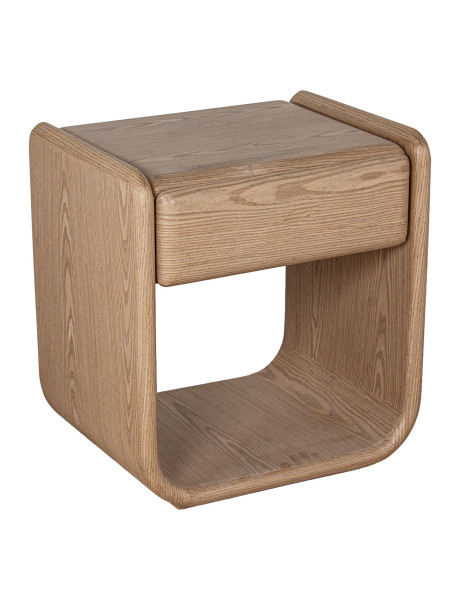 Table de chevet bois naturel placage hévéa 1 tiroir 51x40,5x56,5 cm Nevori  - 1