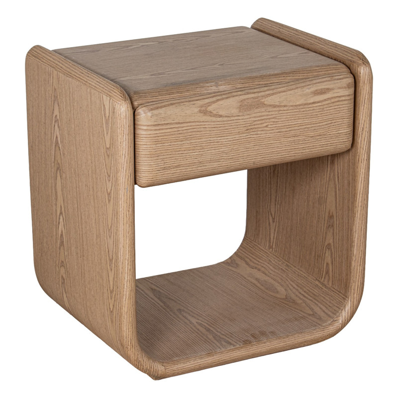 Table de chevet bois naturel placage hévéa 1 tiroir 51x40,5x56,5 cm Nevori  - 1