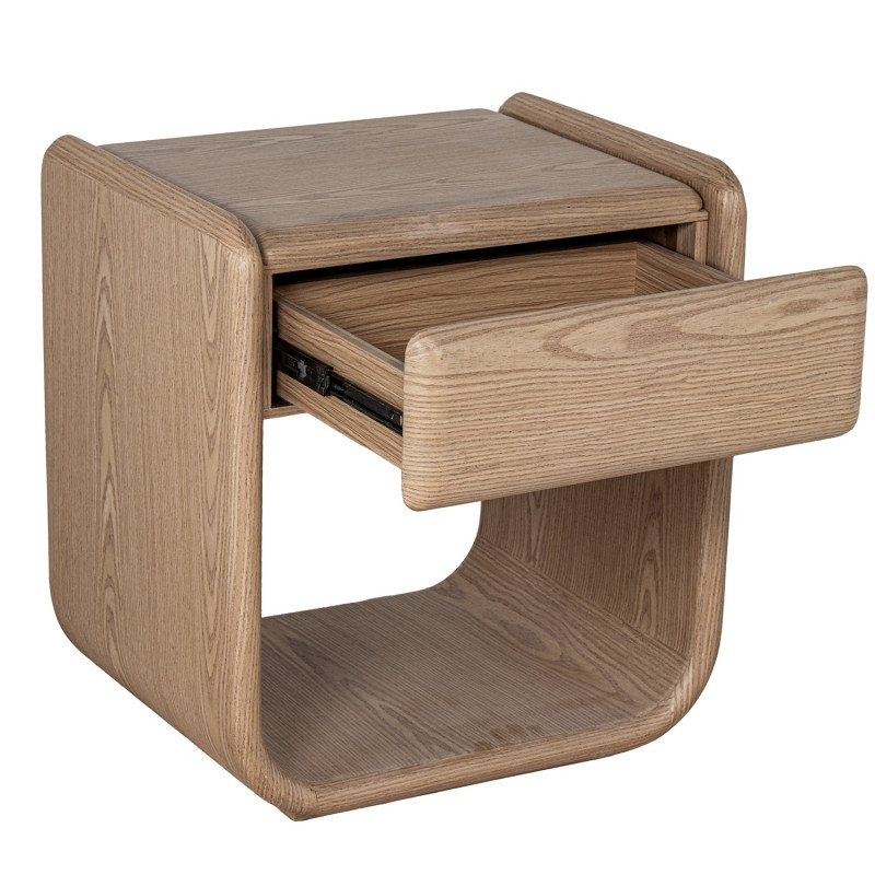 Table de chevet bois naturel placage hévéa 1 tiroir 51x40,5x56,5 cm Nevori  - 4