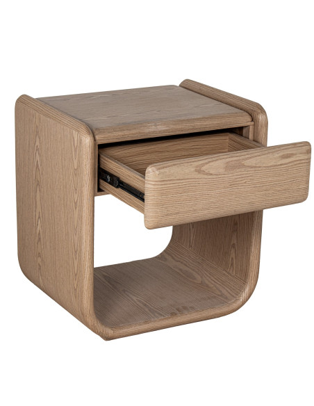 Table de chevet bois naturel placage hévéa 1 tiroir 51x40,5x56,5 cm Nevori  - 4
