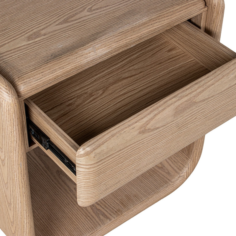 Table de chevet bois naturel placage hévéa 1 tiroir 51x40,5x56,5 cm Nevori  - 6
