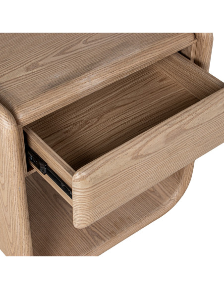 Table de chevet bois naturel placage hévéa 1 tiroir 51x40,5x56,5 cm Nevori  - 6