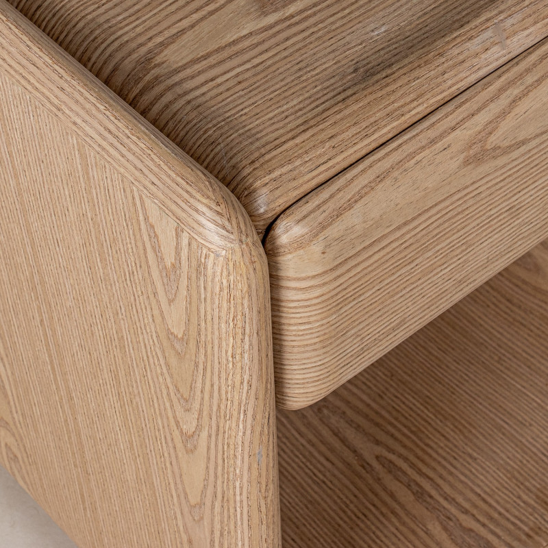 Table de chevet bois naturel placage hévéa 1 tiroir 51x40,5x56,5 cm Nevori  - 7