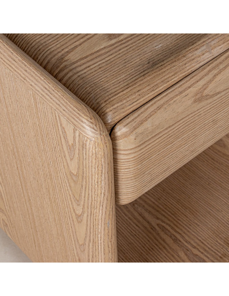 Table de chevet bois naturel placage hévéa 1 tiroir 51x40,5x56,5 cm Nevori  - 7