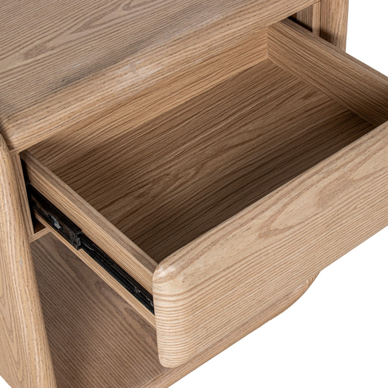 Table de chevet bois naturel placage hévéa 1 tiroir 51x40,5x56,5 cm Nevori  - 8
