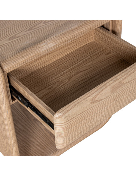 Table de chevet bois naturel placage hévéa 1 tiroir 51x40,5x56,5 cm Nevori  - 8