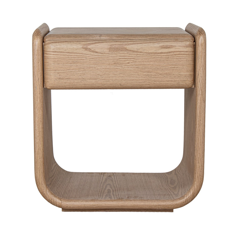 Table de chevet bois naturel placage hévéa 1 tiroir 51x40,5x56,5 cm Nevori  - 3