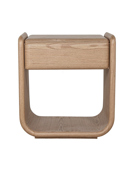 Table de chevet bois naturel placage hévéa 1 tiroir 51x40,5x56,5 cm Nevori  - 3