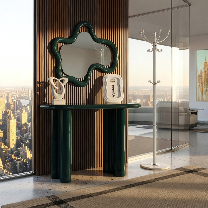 Miroir mural asymétrique vert foncé MDF 63x50 cm Dovora  - 2
