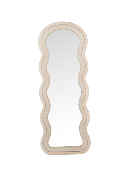 Miroir sur pied ou mural velours beige 60x160 cm Osvely  - 2