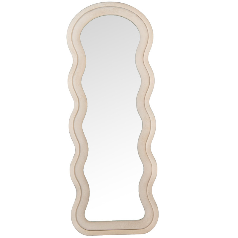 Miroir sur pied ou mural velours beige 60x160 cm Osvely  - 2
