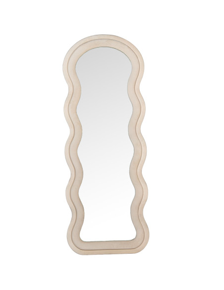 Miroir sur pied ou mural velours beige 60x160 cm Osvely  - 2
