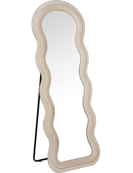 Miroir sur pied ou mural velours beige 60x160 cm Osvely  - 1