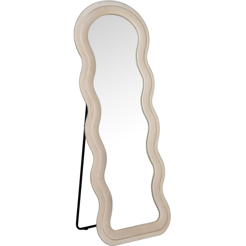 Miroir sur pied ou mural velours beige 60x160 cm Osvely  - 1