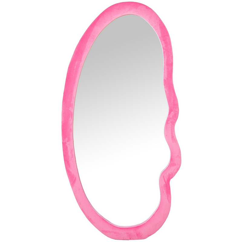 Miroir mural asymétrique velours rose 50x100 cm Kivara  - 1