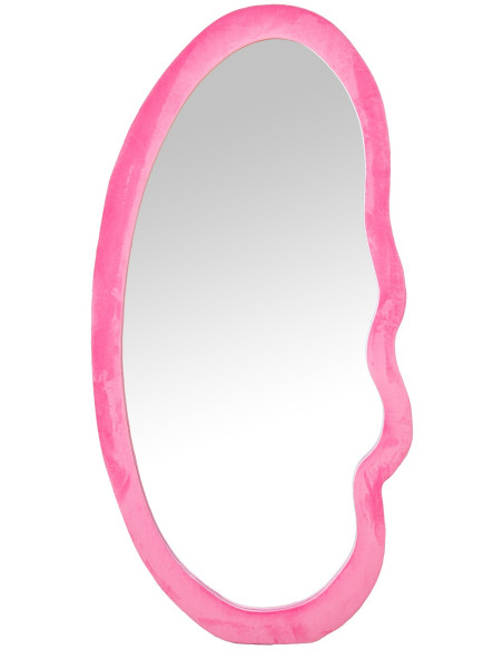 Miroir mural asymétrique velours rose 50x100 cm Kivara  - 1