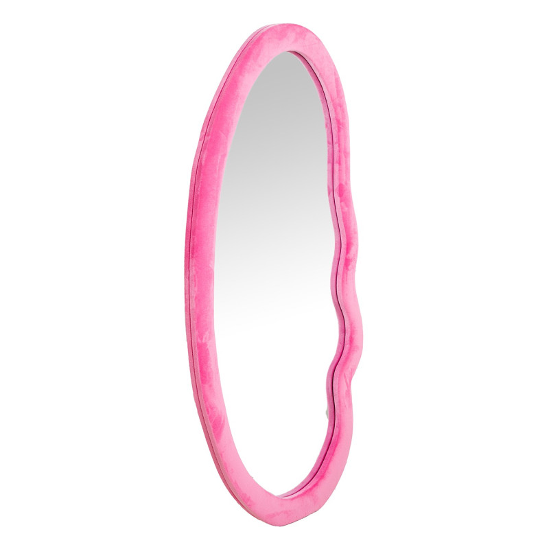 Miroir mural asymétrique velours rose 50x100 cm Kivara  - 2