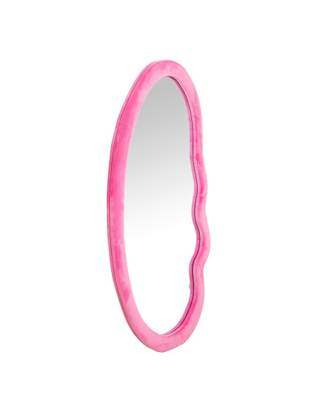 Miroir mural asymétrique velours rose 50x100 cm Kivara  - 2