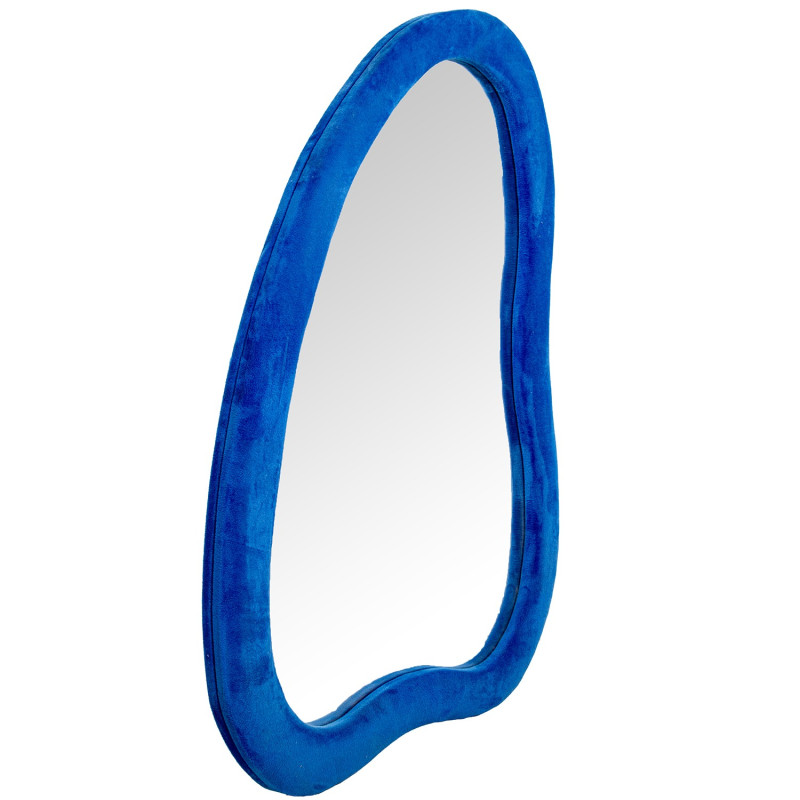 Miroir mural organique velours bleu 68x90 cm Azyysa  - 2