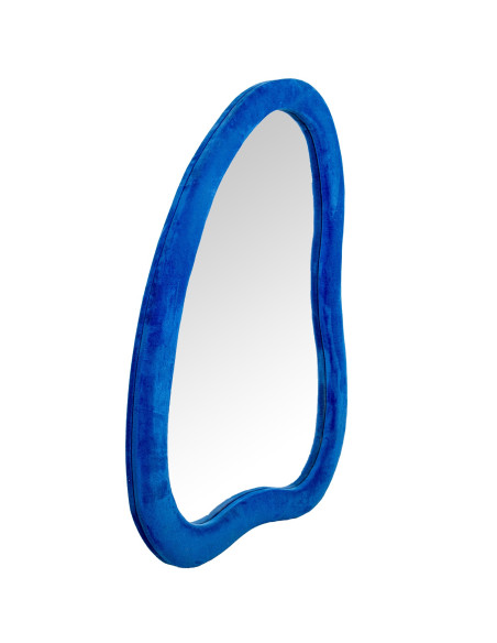 Miroir mural organique velours bleu 68x90 cm Azyysa  - 2