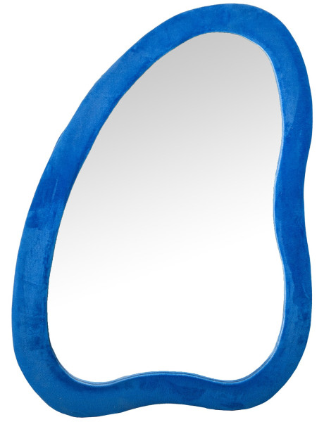 Miroir mural organique velours bleu 68x90 cm Azyysa  - 1