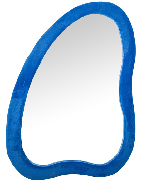 Miroir mural organique velours bleu 68x90 cm Azyysa  - 1