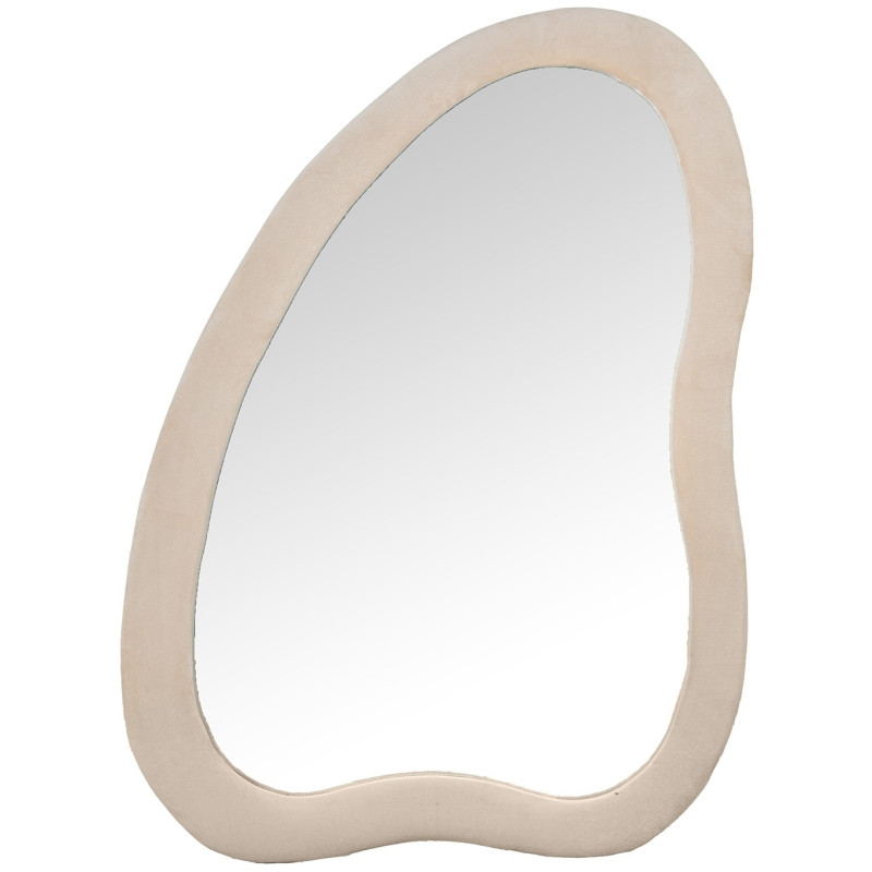 Miroir mural organique velours beige 68x90 cm Azyysa  - 1