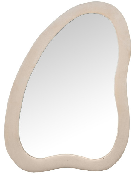 Miroir mural organique velours beige 68x90 cm Azyysa  - 1