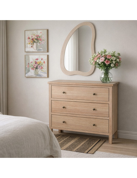 Miroir mural organique velours beige 68x90 cm Azyysa  - 2