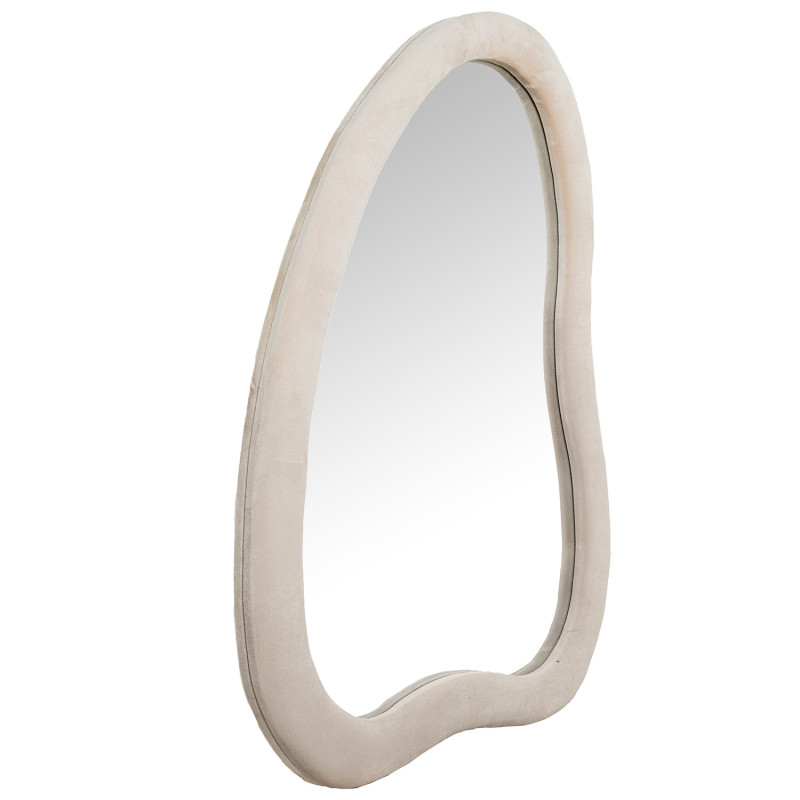 Miroir mural organique velours beige 68x90 cm Azyysa  - 3