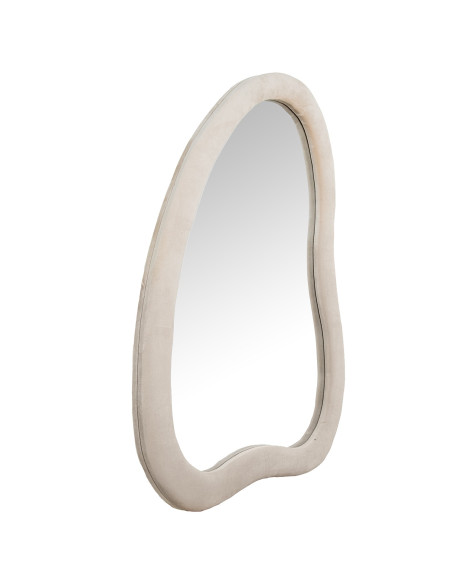 Miroir mural organique velours beige 68x90 cm Azyysa  - 3