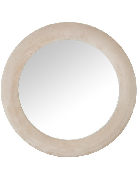 Miroir mural rond velours beige 80 cm Cevori  - 1