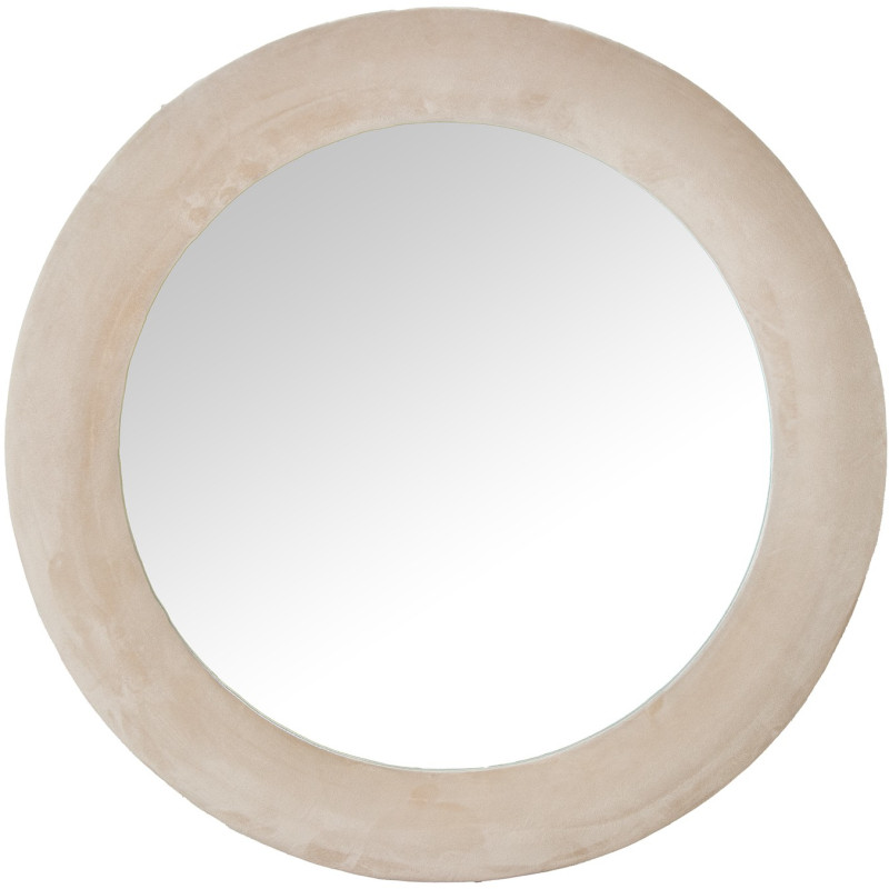 Miroir mural rond velours beige 80 cm Cevori  - 1