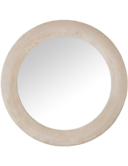 Miroir mural rond velours beige 80 cm Cevori  - 1