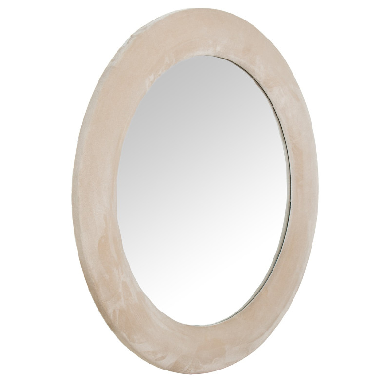 Miroir mural rond velours beige 80 cm Cevori  - 2