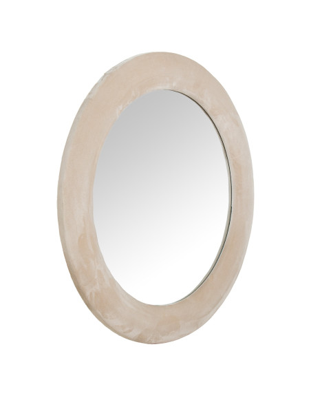 Miroir mural rond velours beige 80 cm Cevori  - 2