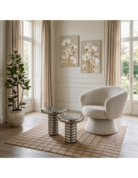 Table d’appoint métal argenté Ø40x46 cm Xivara  - 2