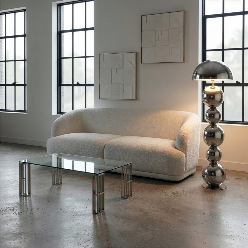 Lampadaire métal argenté brillant 155 cm Xivara  - 2