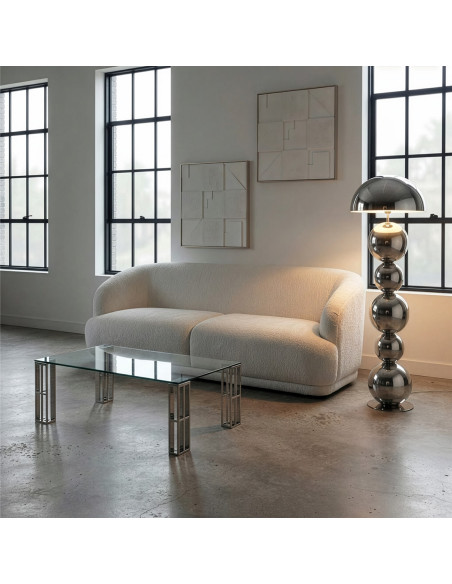 Lampadaire métal argenté brillant 155 cm Xivara  - 2
