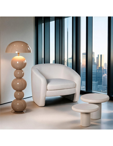 Lampadaire champignon métal beige brillant 155 cm Xivara  - 2