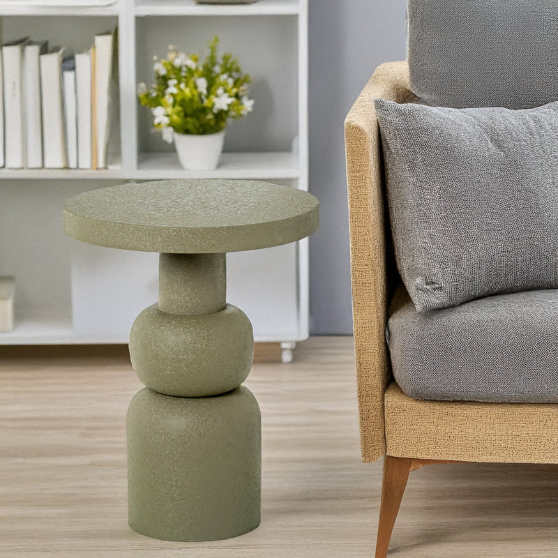 Table d’appoint ronde métal vert mat 40x53 cm Hyreni  - 2