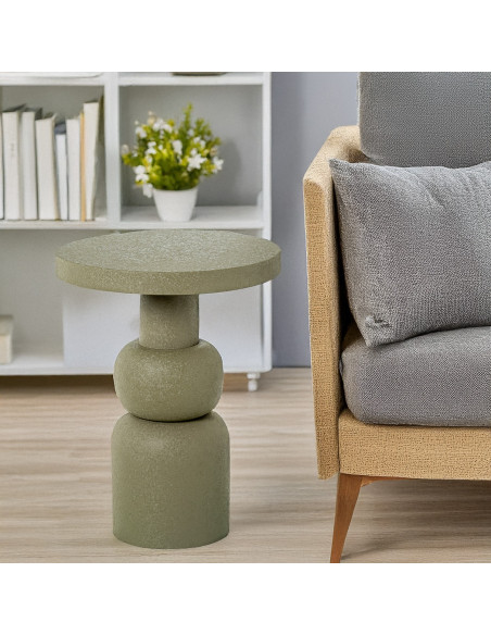 Table d’appoint ronde métal vert mat 40x53 cm Hyreni  - 2